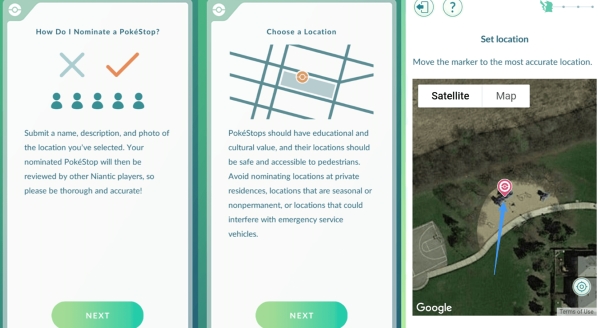 set location for new pokestop nomination
