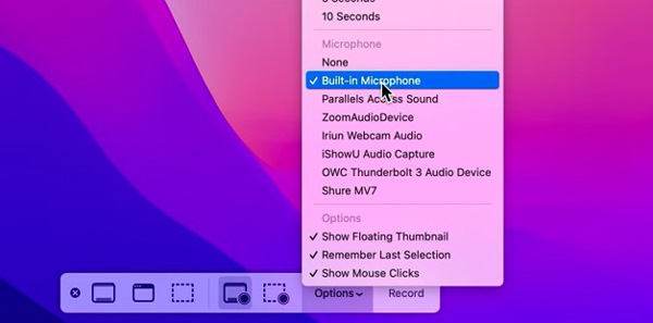 set audio on quicktime recorder