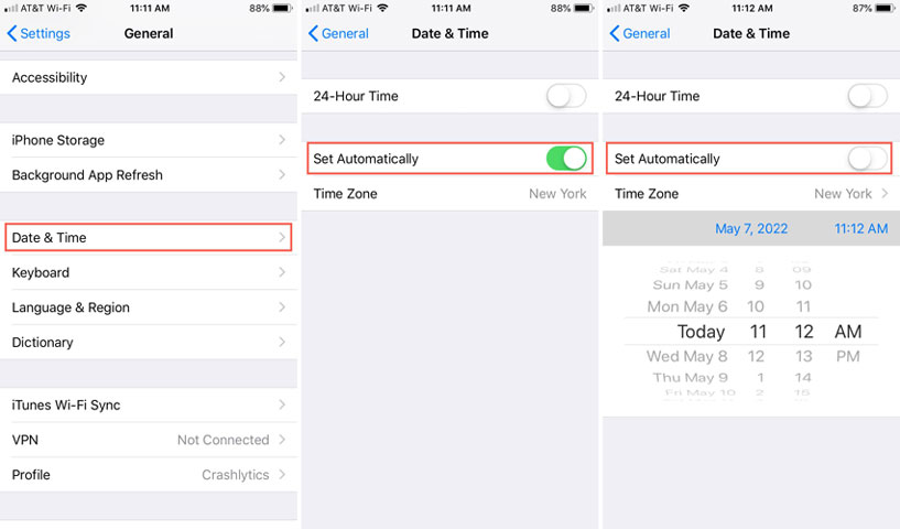 set time zone manually