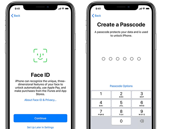 set up face id and passcode