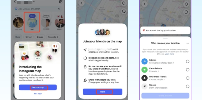 how to access instagram map