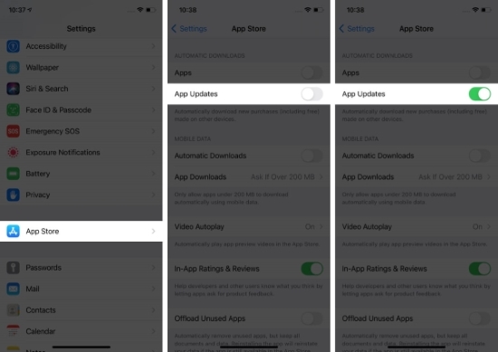 turn on iphone automatic app updates