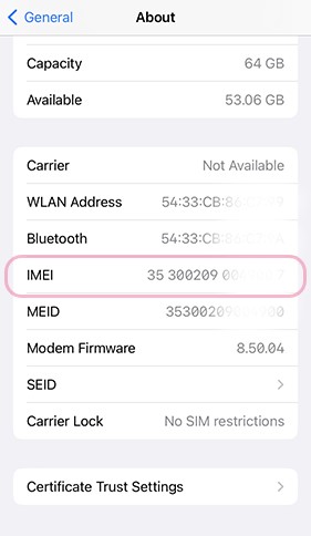 imei on iphone