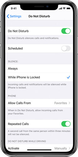 turn off do not disturb iphone