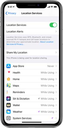 settings privacy location services