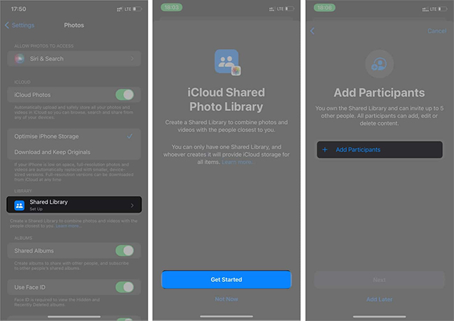 how to set up an icloud shared photo library