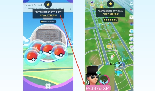 huge amonunt of xp earnd from spinning pokestop