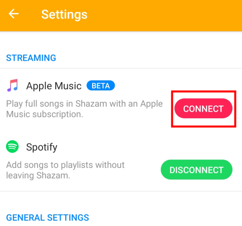 shazam apple music connect