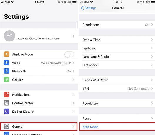 shut down your iphone