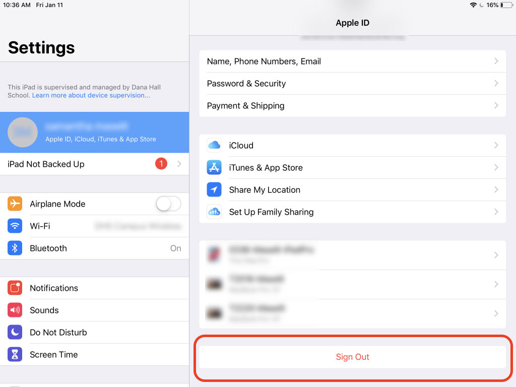 sign out apple id on ipad with new password