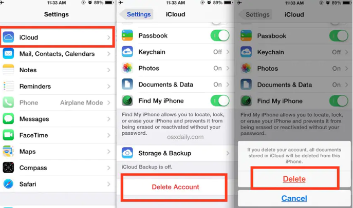 sign out apple id with icloud