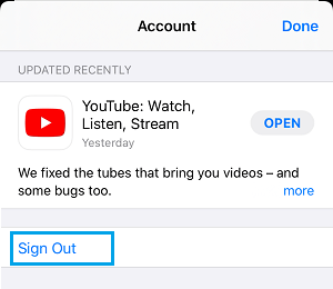 sign out apple id on app store