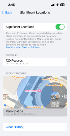 turn off significant locations on iphone