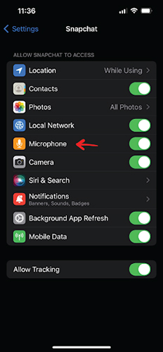 give snapchat permission iphone