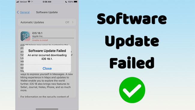iphone software update failed