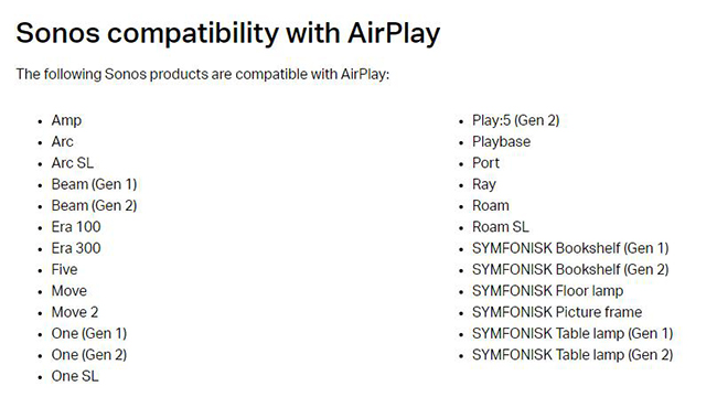 sonos speakers with airplay