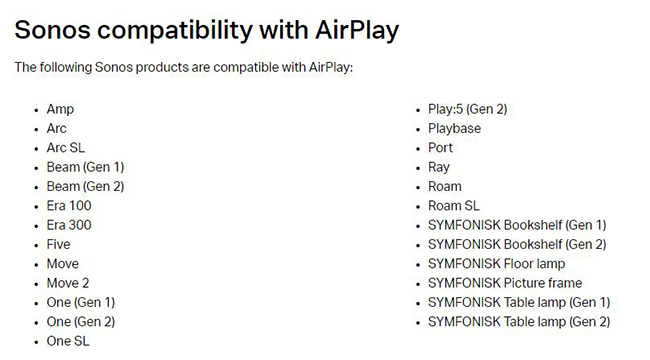 sonos speakers with airplay