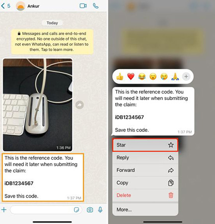 star whatsapp message