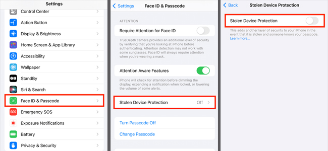 how to turn on stolen device protection on iphone