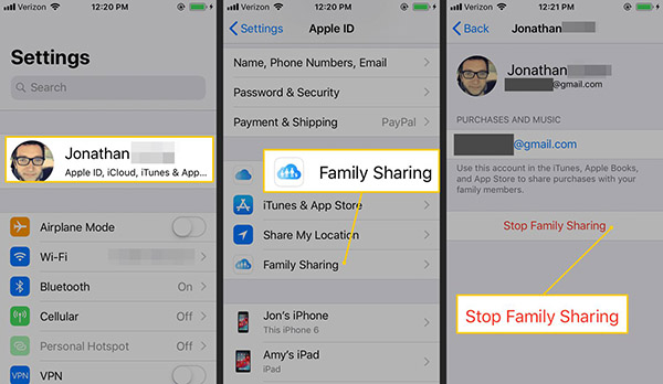 stop family sharing