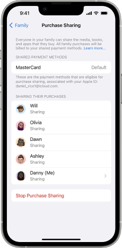 stop purchase sharing on iphone