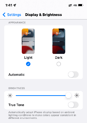 switch display mode on iphone