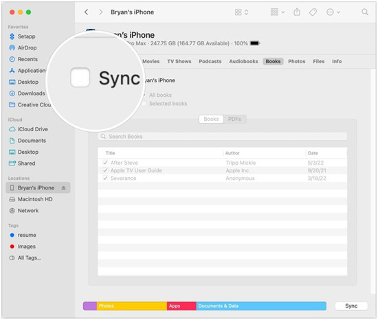 sync books on mac