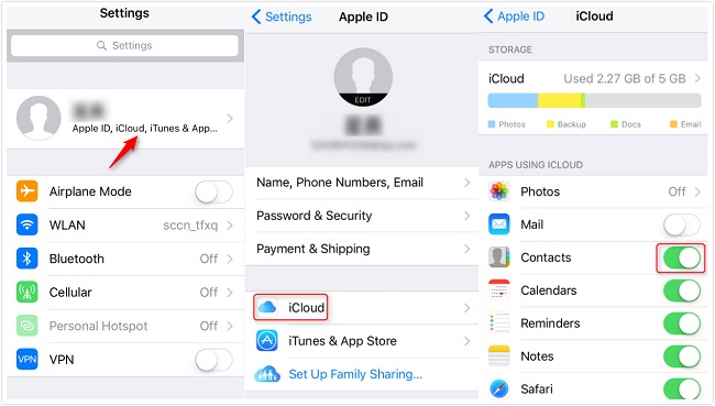 sync contacts with icloud