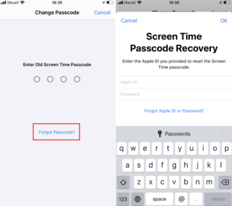 reset forgotten screen time passcode by apple id