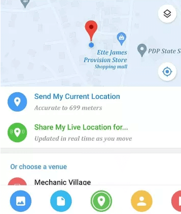share my live location on telegram