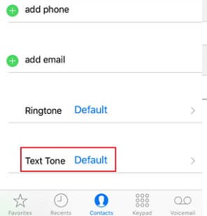 text tone for contacts