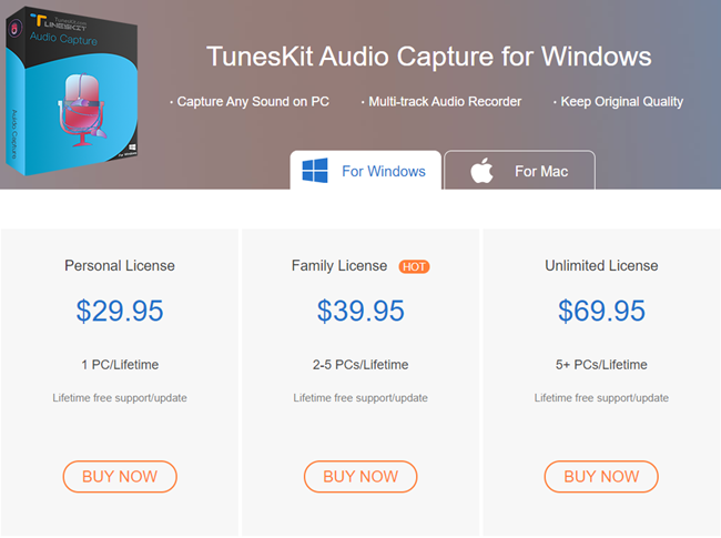 price of tuneskit audio capture