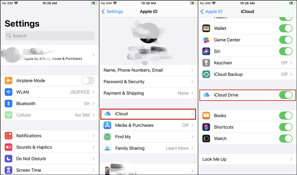 disable icloud syncing
