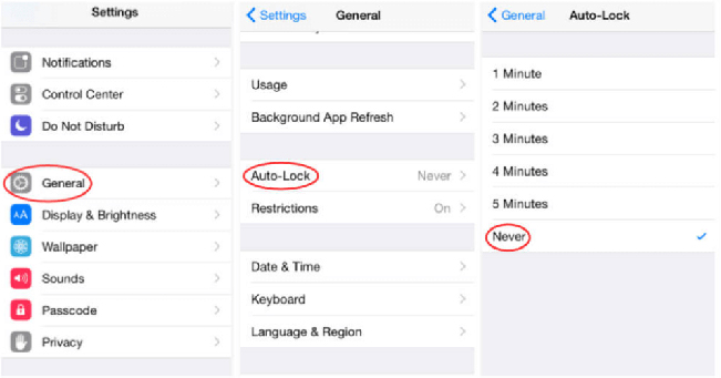how to turn off auto lock on iphone old versions