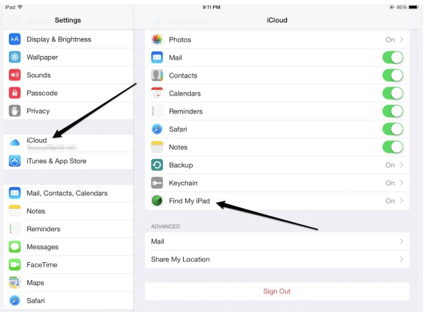 turn off find my ipad