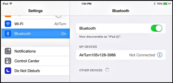 turn off iPad Bluetooth