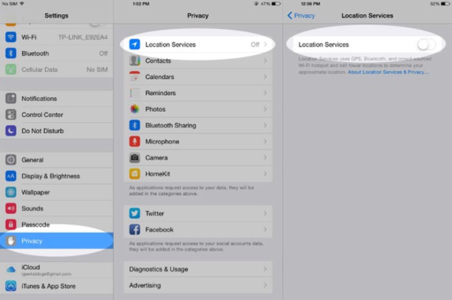 how to turn off location services