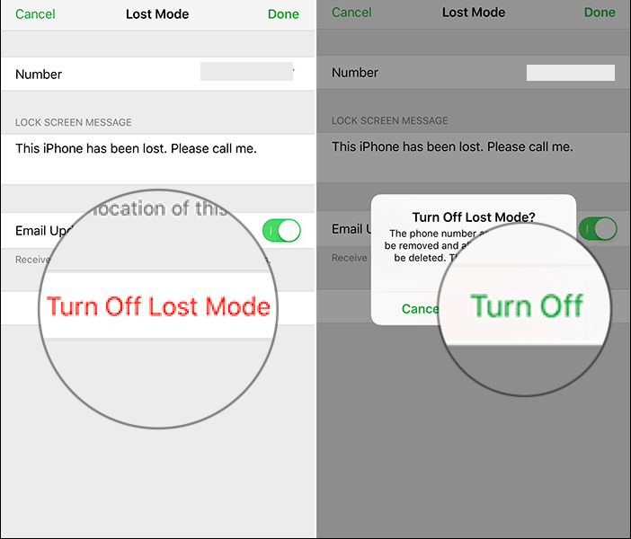 turn off iphone lost mode