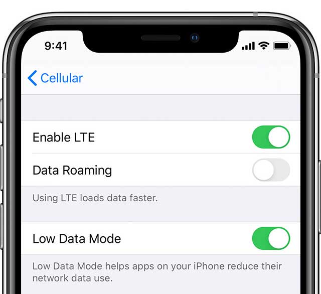 turn off low data mode