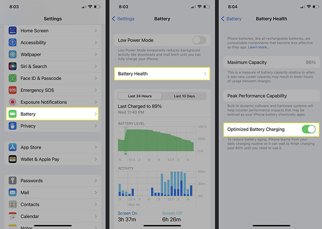 turn off optimized battery charging