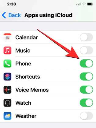 turn off phone app icloud sync