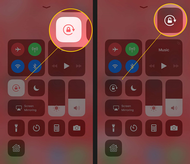 turn off orientation lock when iphone screen won't rotate
