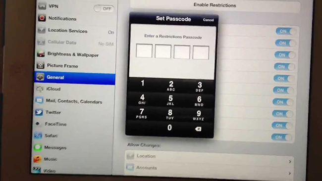 turn off restrictions on ipad