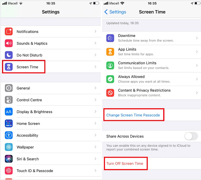 change screen time password and turn off it on ipad