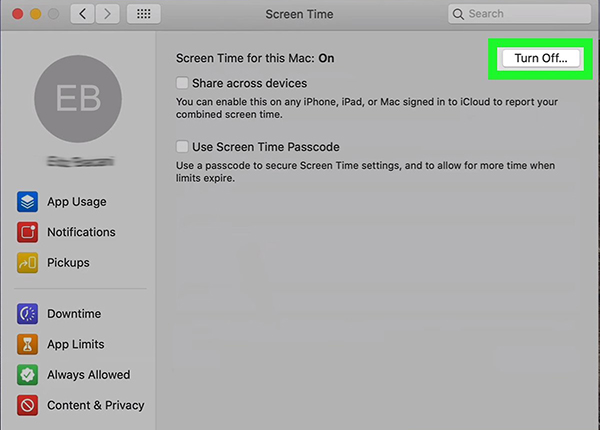 turn off screen time on iphone