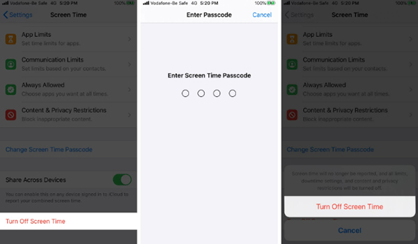 how to remove screen time on iphone
