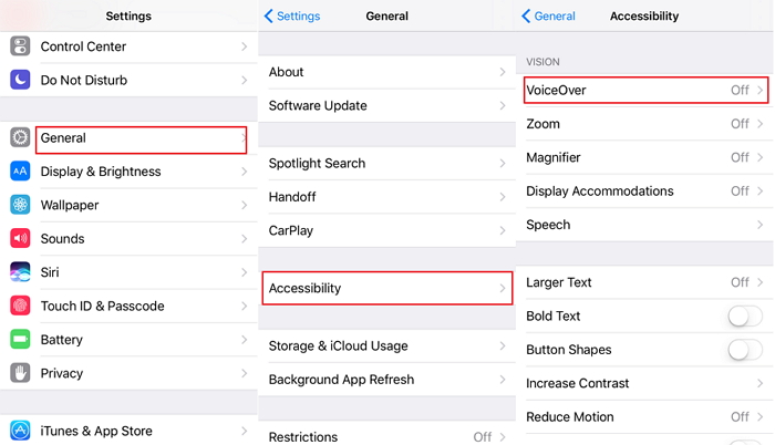 turn off voiceover with accessibility