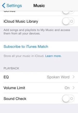 turn off sound check on iphone