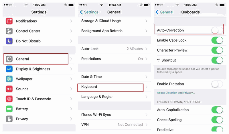 turn on auto-correction option