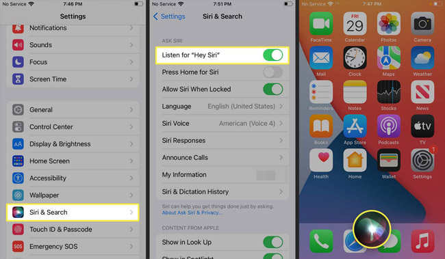 turn on listen for hey siri